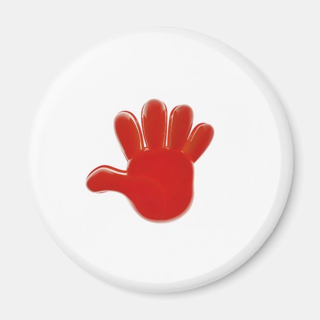 Red plastic hand magnet (Front)