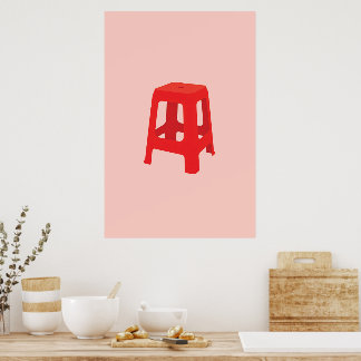 Red Plastic Stool Print