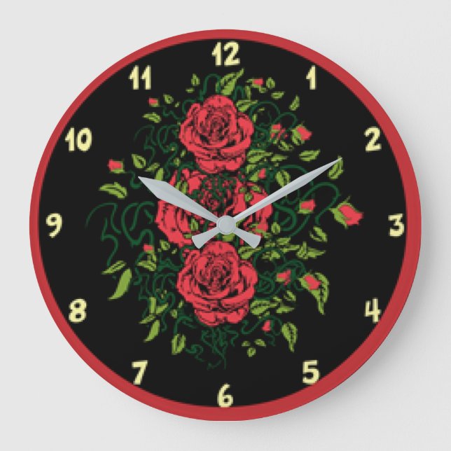 Red Plate Florah Large Clock (Front)