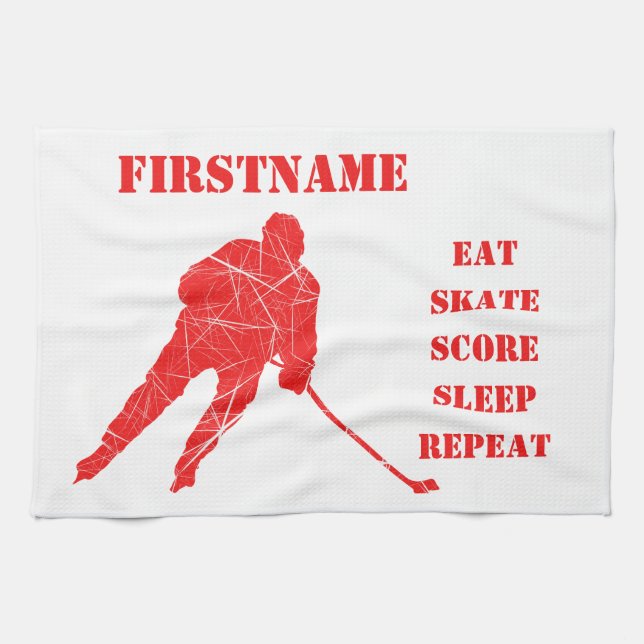 Red player - ice hockey skate towel (Horizontal)