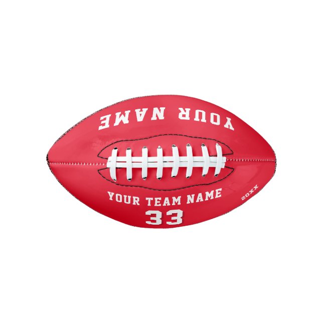 Red Player Name Number and Team Name American Football (Front)