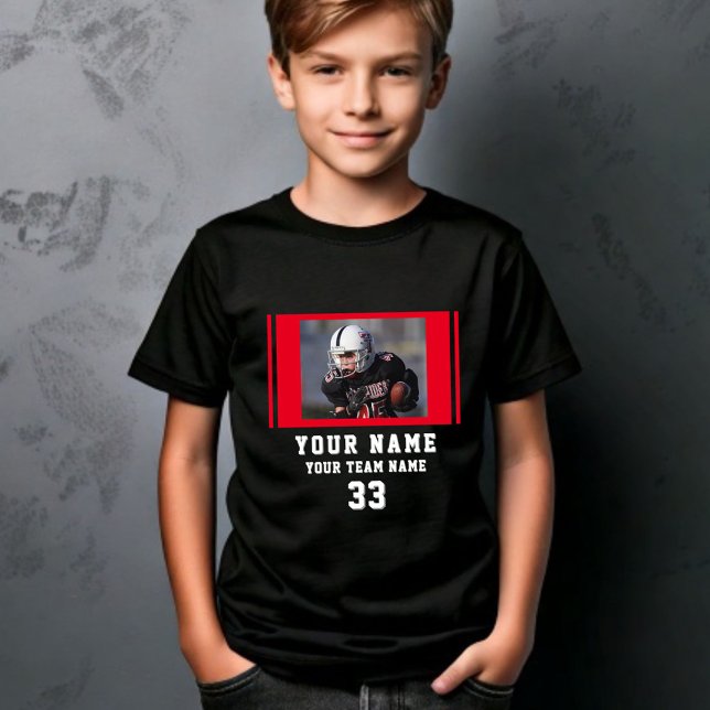 Red Player Name Number Team Photo T-Shirt (Creator Uploaded)