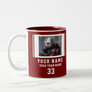 Red Player Name Number Team Photo Two-Tone Coffee Mug