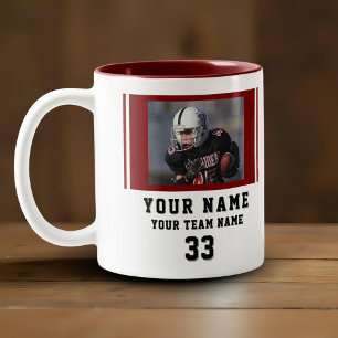 Red Player Name Number Team Photo Two-Tone Coffee Mug