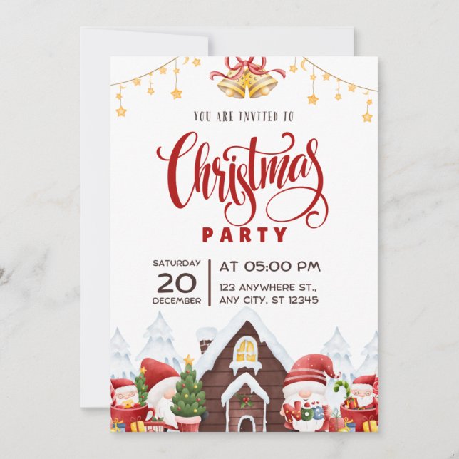Red Playful Christmas Party Flyer Invitation (Front)