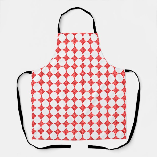 Red Playing Card Symbol Diamond Shape Lino Cut Apron (Front)