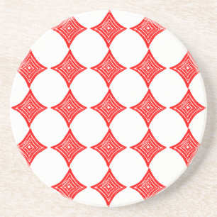 Red Playing Card Symbol Diamond Shape Lino Cut Coaster