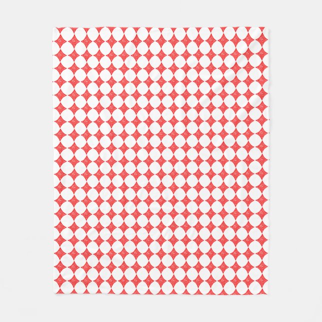 Red Playing Card Symbol Diamond Shape Lino Cut Fleece Blanket (Front)