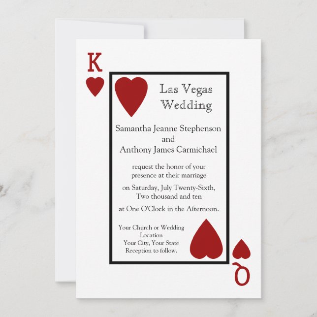 Red Playing Card Wedding Invitations (Front)