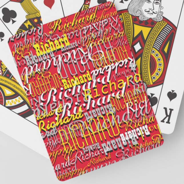 Red Playing Cards with a pattern of custom name (Creator Uploaded)