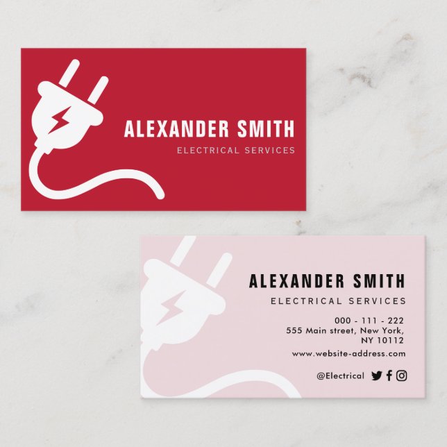 red plug electrical services business card (Front/Back)