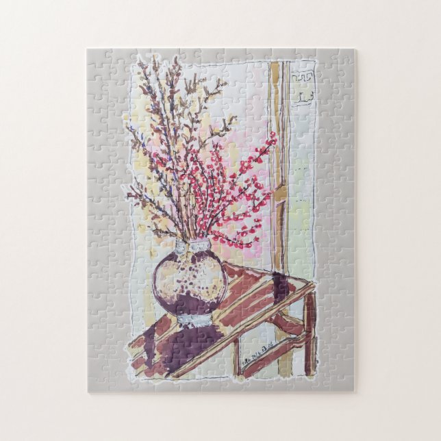 Red Plum Blossoms Jigsaw Puzzle (Vertical)