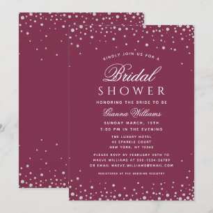 Red Plum Diamonds Modern Luxury Bridal Shower Invitation