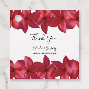 Red Plumeria Frangipani Wedding Gift Favour Tags