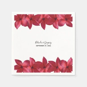 Red Plumeria Frangipani Wedding  Napkin