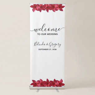 Red Plumeria Frangipani Wedding Welcome Sign
