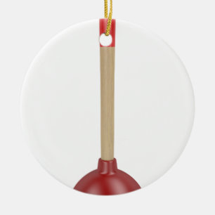 Red plunger ceramic tree decoration