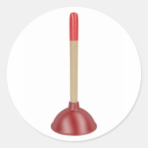 Red plunger classic round sticker