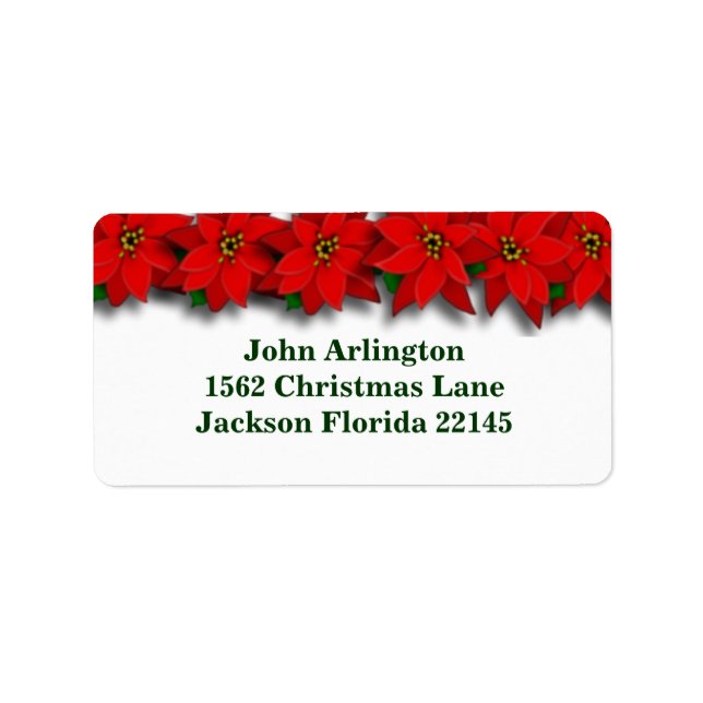 Red Poinsetta Address Labels (Front)