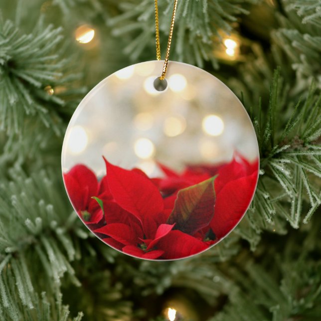 Red Poinsetta Ceramic Tree Decoration (Tree)