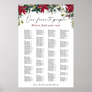 Red Poinsettia Alphabet Christmas SEATING CHART
