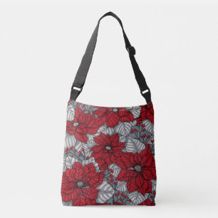 Red poinsettia and berries, Christmas design Crossbody Bag