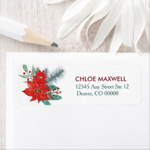 Red Poinsettia Border Return Address