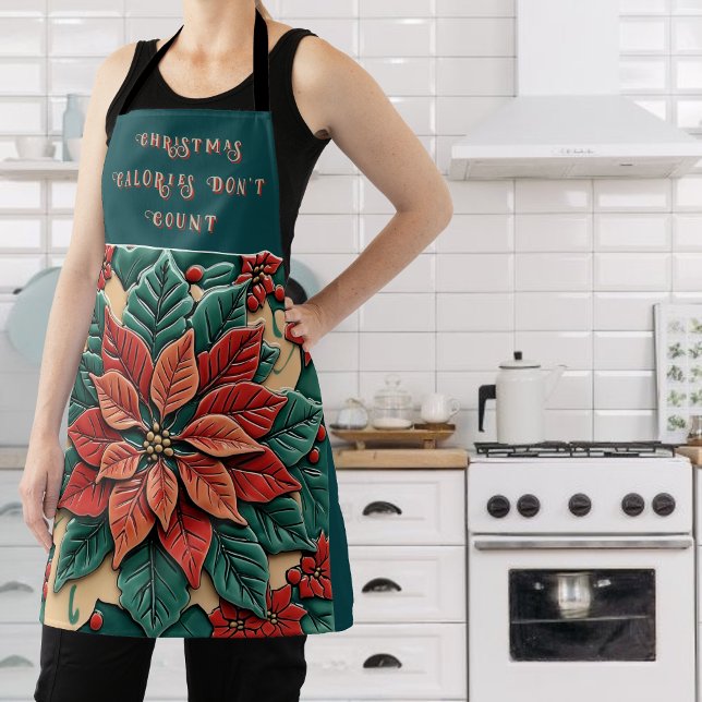 Red Poinsettia Christmas Apron (Creator Uploaded)