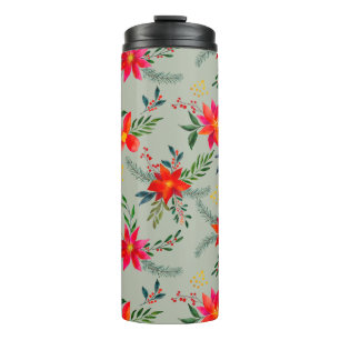  Red Poinsettia Christmas Floral Thermal Tumbler