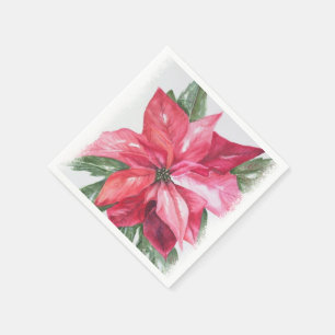 Red Poinsettia Christmas Flower Napkin