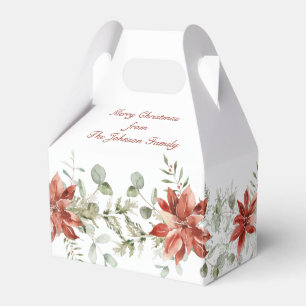 Red Poinsettia Christmas Greenery  Favour Box