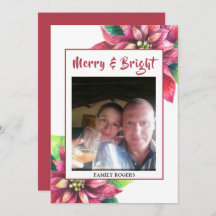 Red Poinsettia Christmas Holiday Card