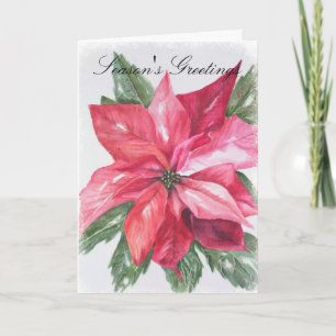 Red Poinsettia Christmas Holiday Card