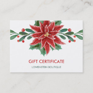 Red Poinsettia Christmas Holiday Gift Certificate