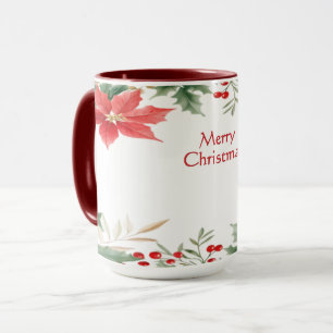 Red Poinsettia Christmas Holiday Mug