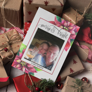 Red Poinsettia Christmas Holiday Postcard