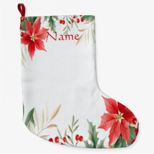 Red Poinsettia Christmas Holiday Stocking