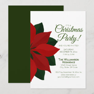 Red Poinsettia Christmas Party Invitation