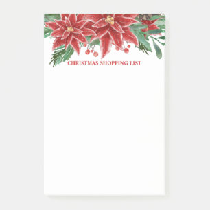 Red Poinsettia Christmas Shopping List Post-it Notes