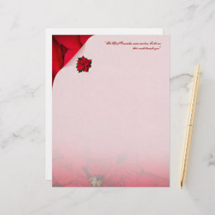 Red Poinsettia Christmas Stationery