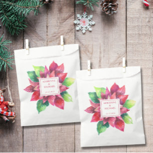 Red Poinsettia Christmas Wedding Favour Bags