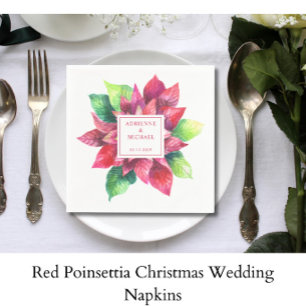 Red Poinsettia Christmas Wedding Napkin