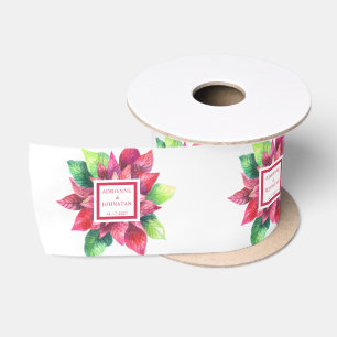 Red Poinsettia Christmas Wedding  Satin Ribbon