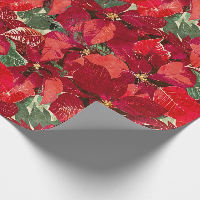 Red Poinsettia Christmas Wrapping Paper (Corner)