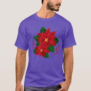 Red Poinsettia Christmas Xmas Poinsettia Flower P T-Shirt