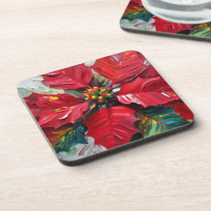 Red poinsettia coaster