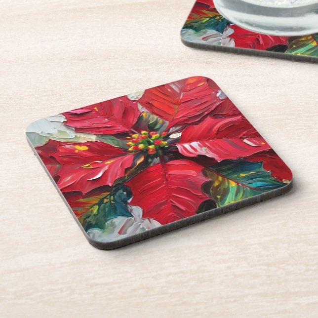 Red poinsettia coaster (Left Side)