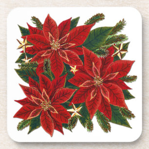 Red Poinsettia Coaster Set