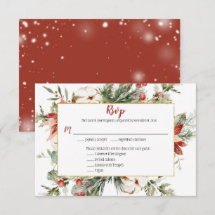 Red Poinsettia Evergreen Christmas Gold RSVP