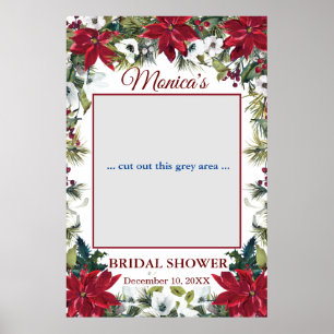 Red Poinsettia Floral  Bridal Shower Photo Prop Poster